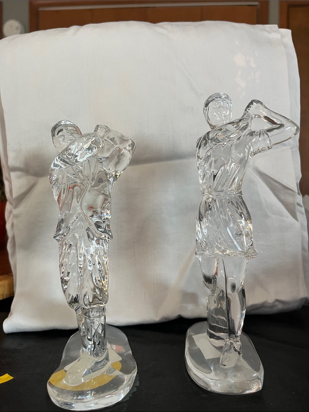 Crystal Golf Player Figurine - Clear Glass Home Art